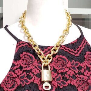 Authentic Louis Vuitton Lock & Key with Unbranded Gold Plated Chain Necklace